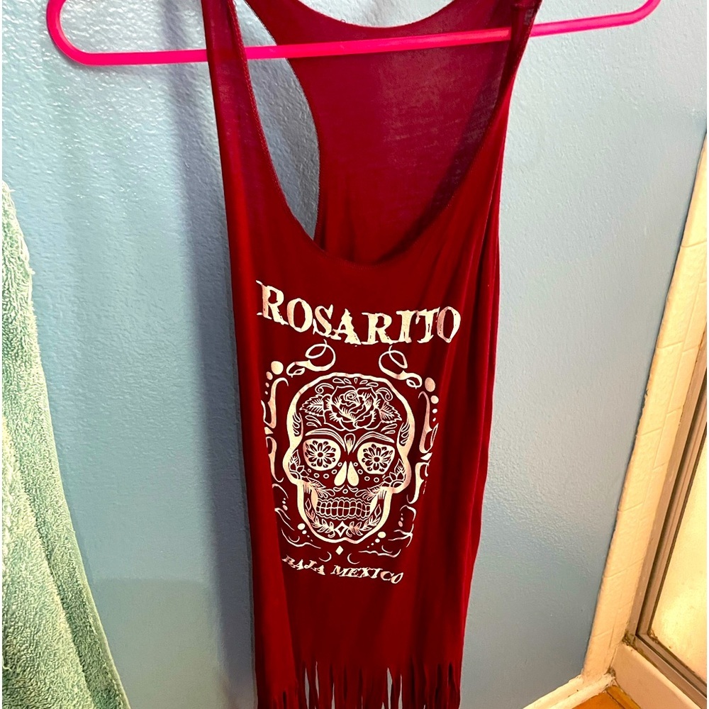 Red rosarito shirt Baja Mexico
